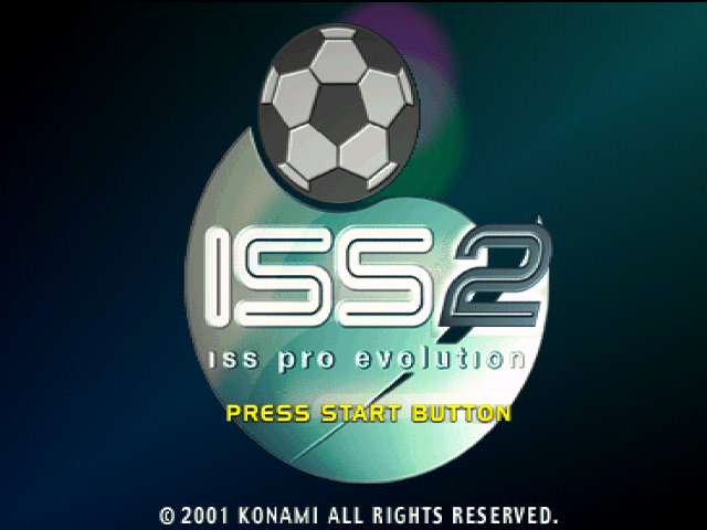 ISS Pro Evolution 2 title screen for Playstation